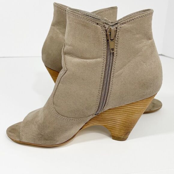 Carlos Santana Suede Peep Toe Bootie with Fringe - Picture 2 of 7